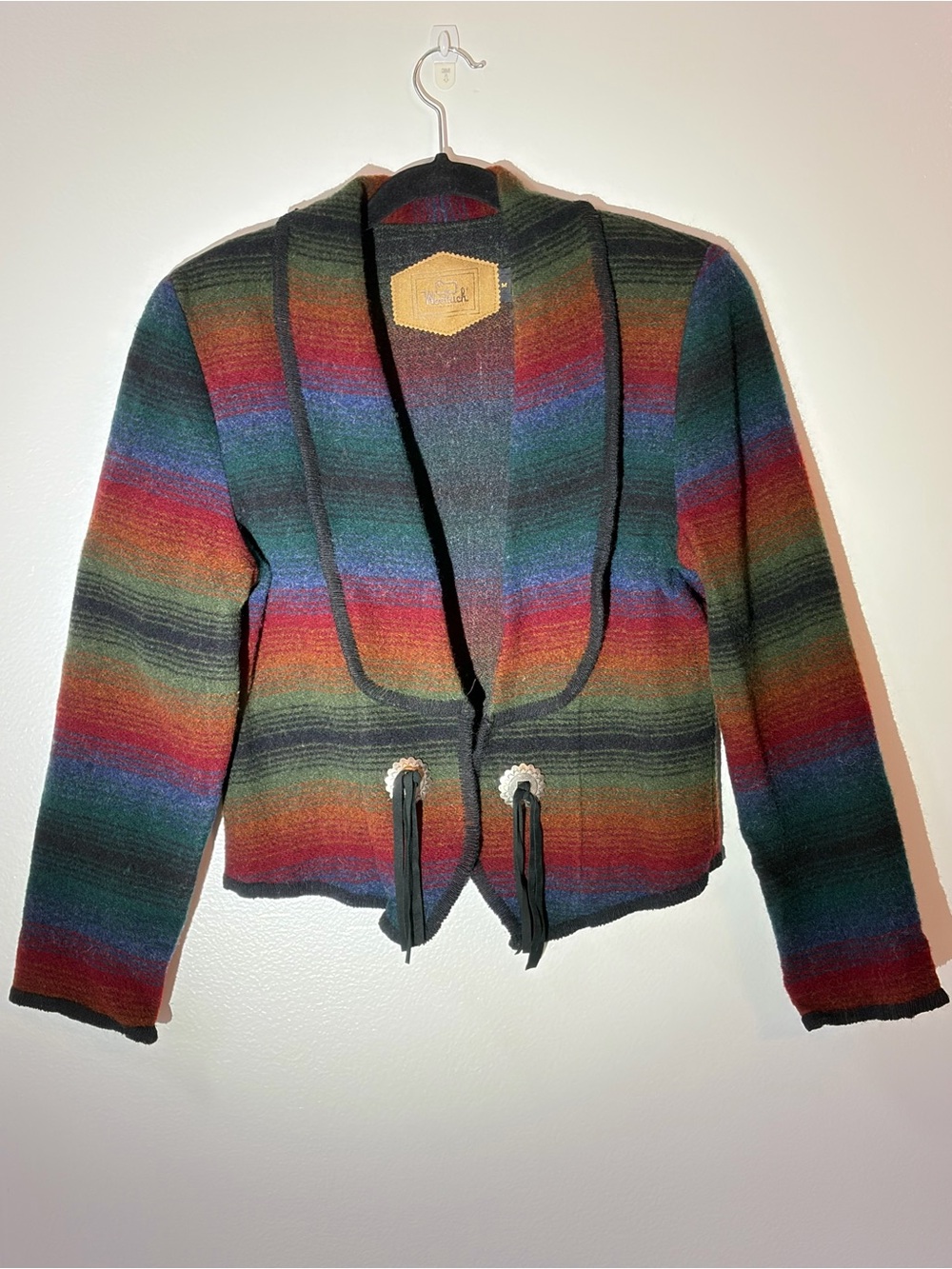 Woolrich Multicolored Wool Crop Western Jacket Size M